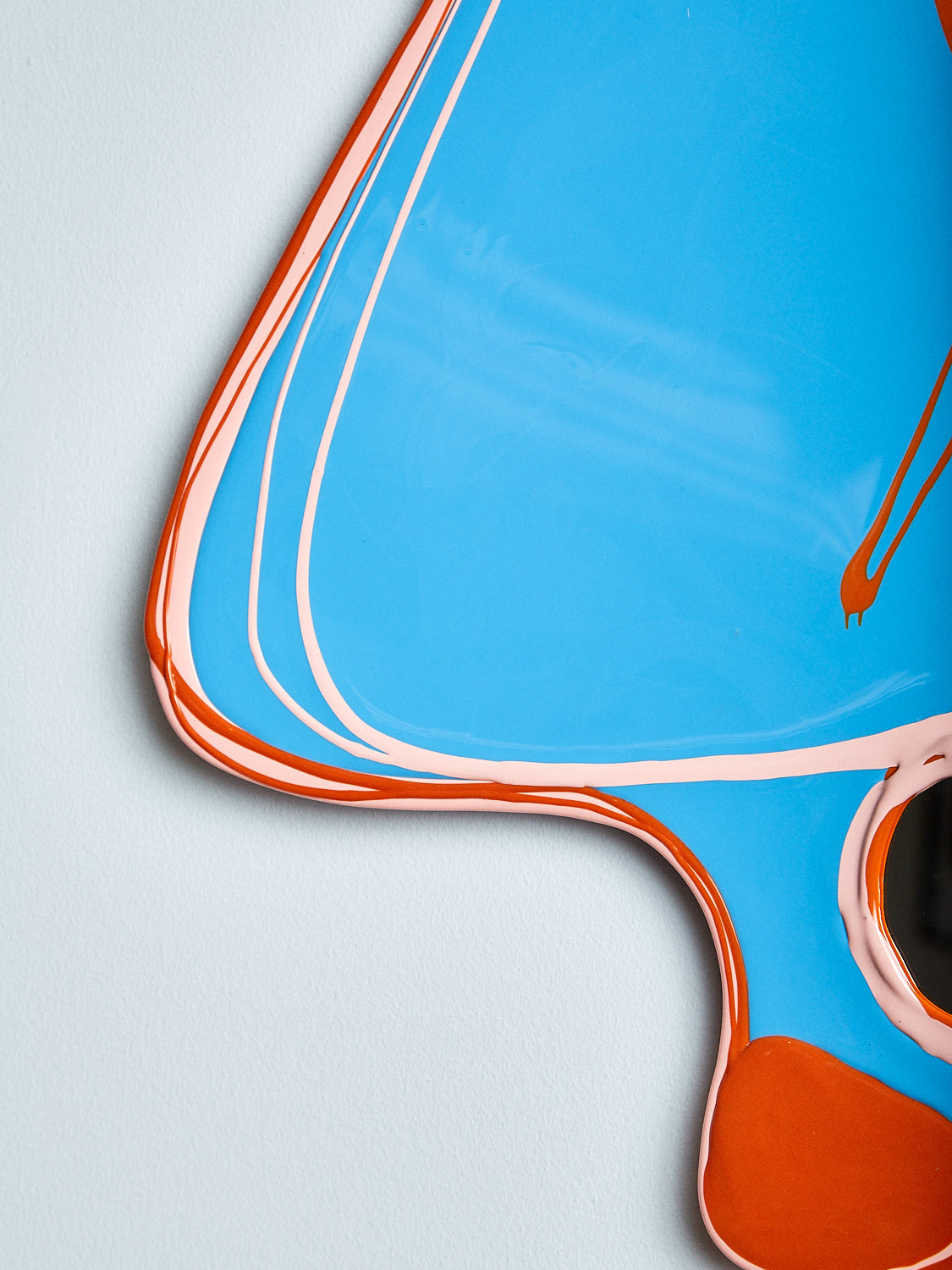 Close up of the nose of the Look At Me Mirror in Sky Blue.