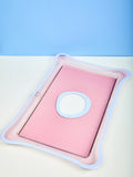 A rectangular pink and lavender resin tray.