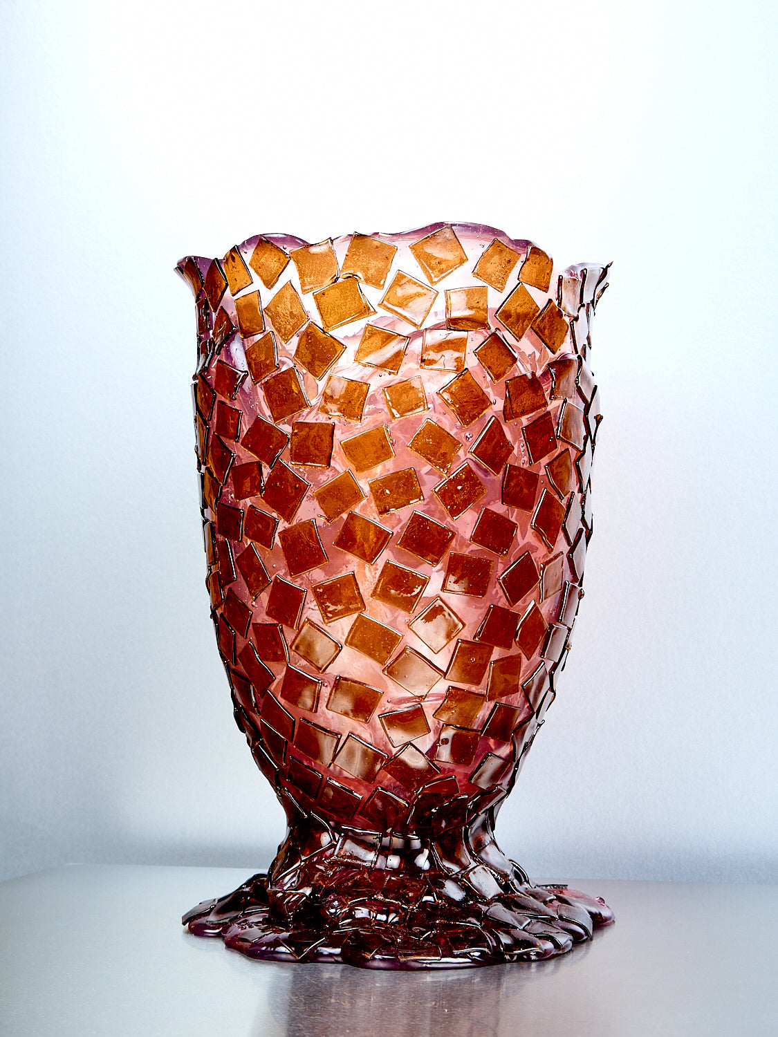 Large Rock Vessel in Pink Amber