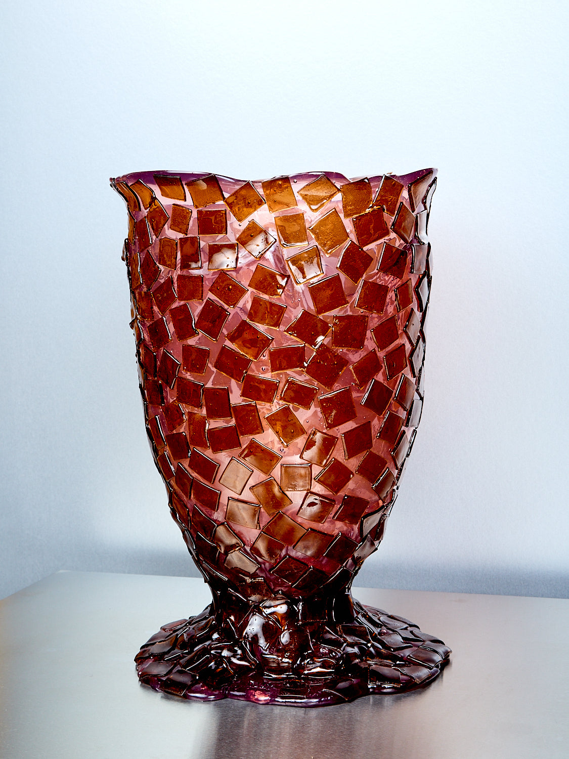 Large Rock Vessel in Pink Amber