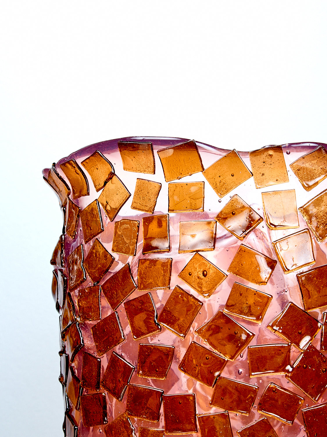 Large Rock Vessel in Pink Amber