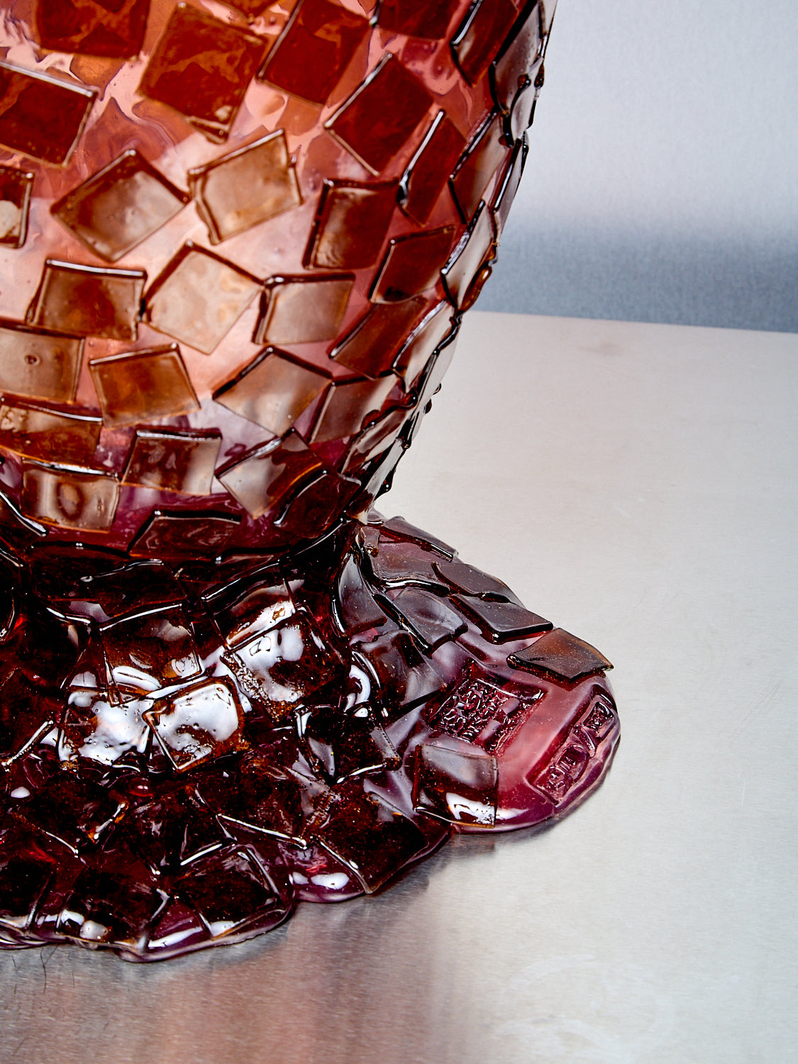 Large Rock Vessel in Pink Amber