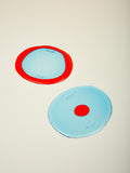  A pair of sky blue and red orange Table-Mates.