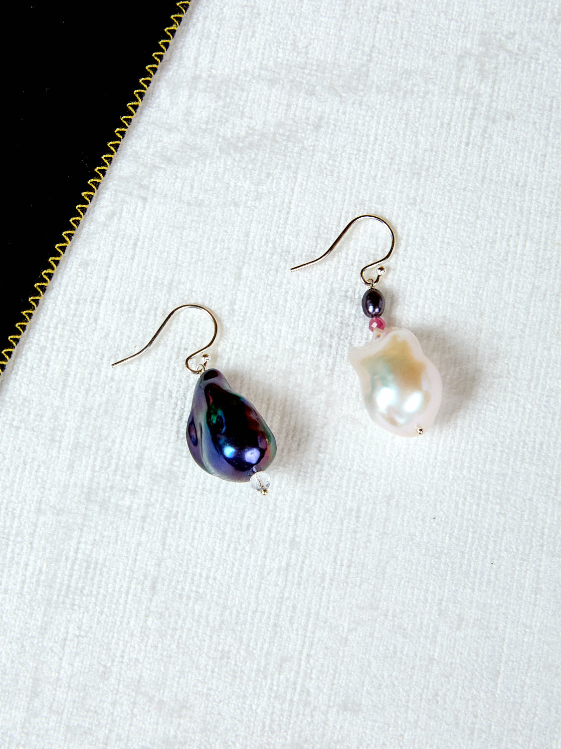 Single Host Earring with Baroque Pearls and Gems