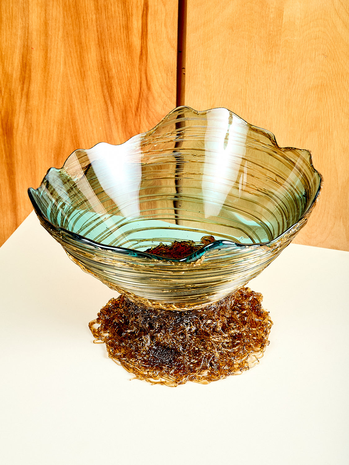 Ogiva Vessel in Teal Amber
