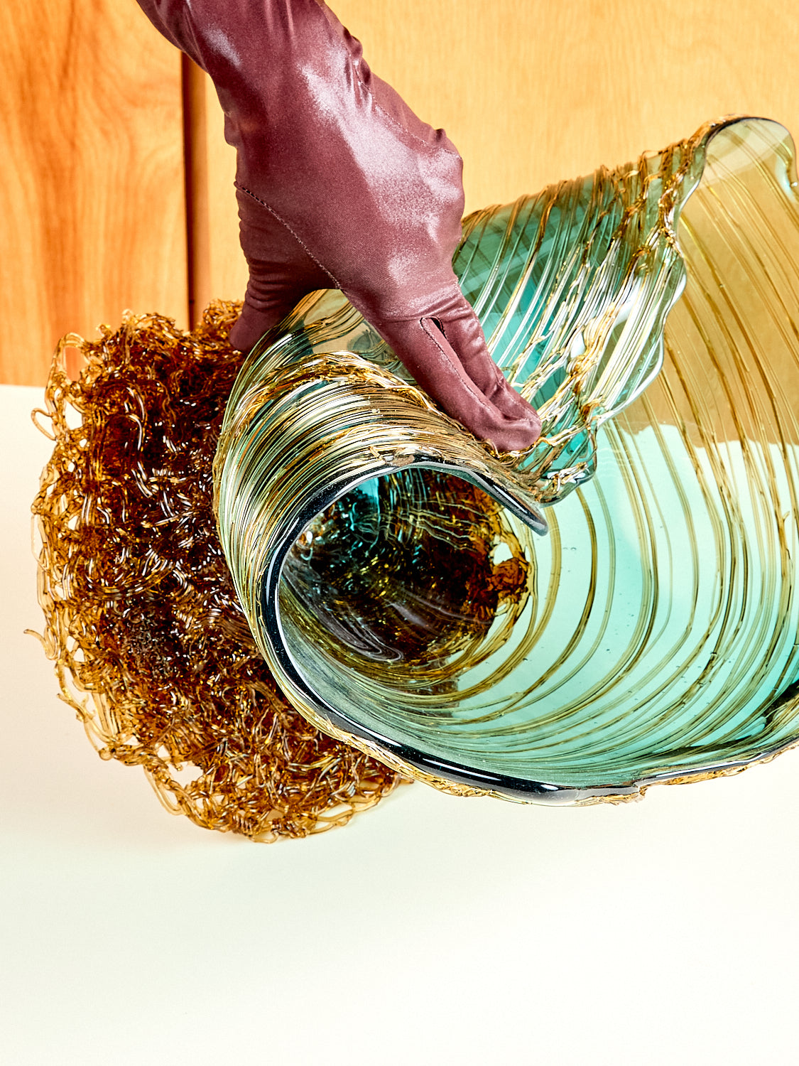 Ogiva Vessel in Teal Amber