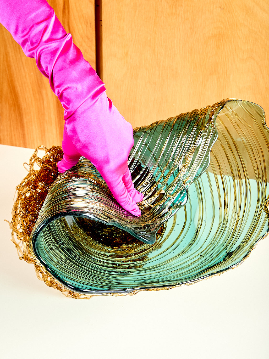 Ogiva Vessel in Teal Amber