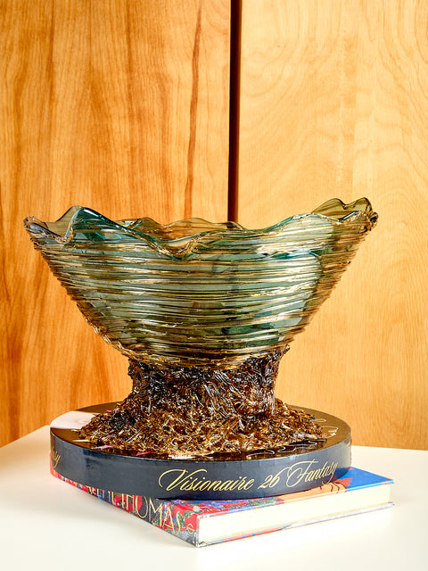 Ogiva Vessel in Teal Amber