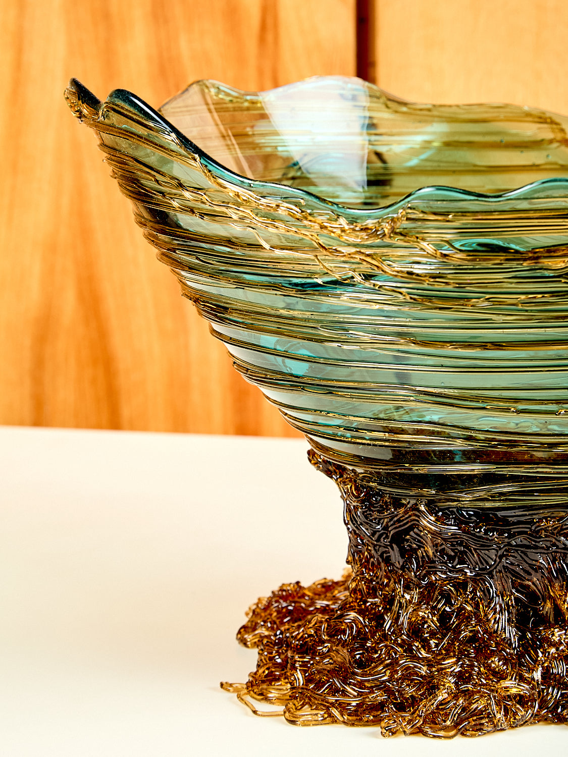 Ogiva Vessel in Teal Amber