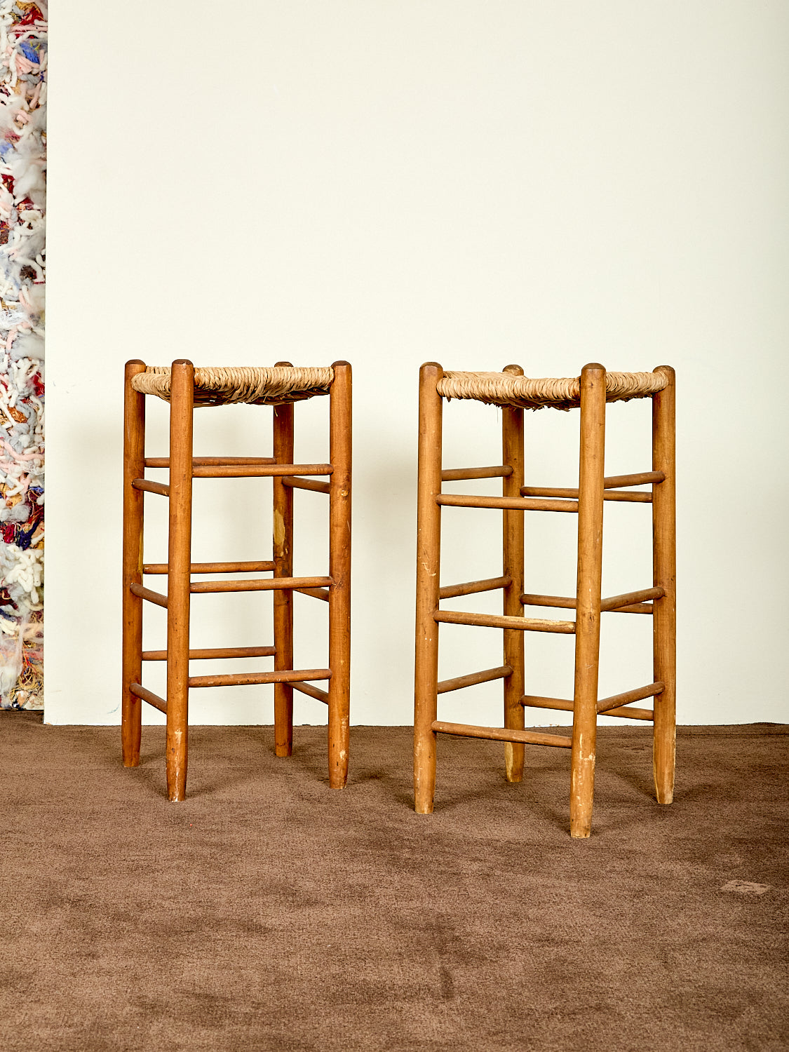 Vintage Woven Bar Stools