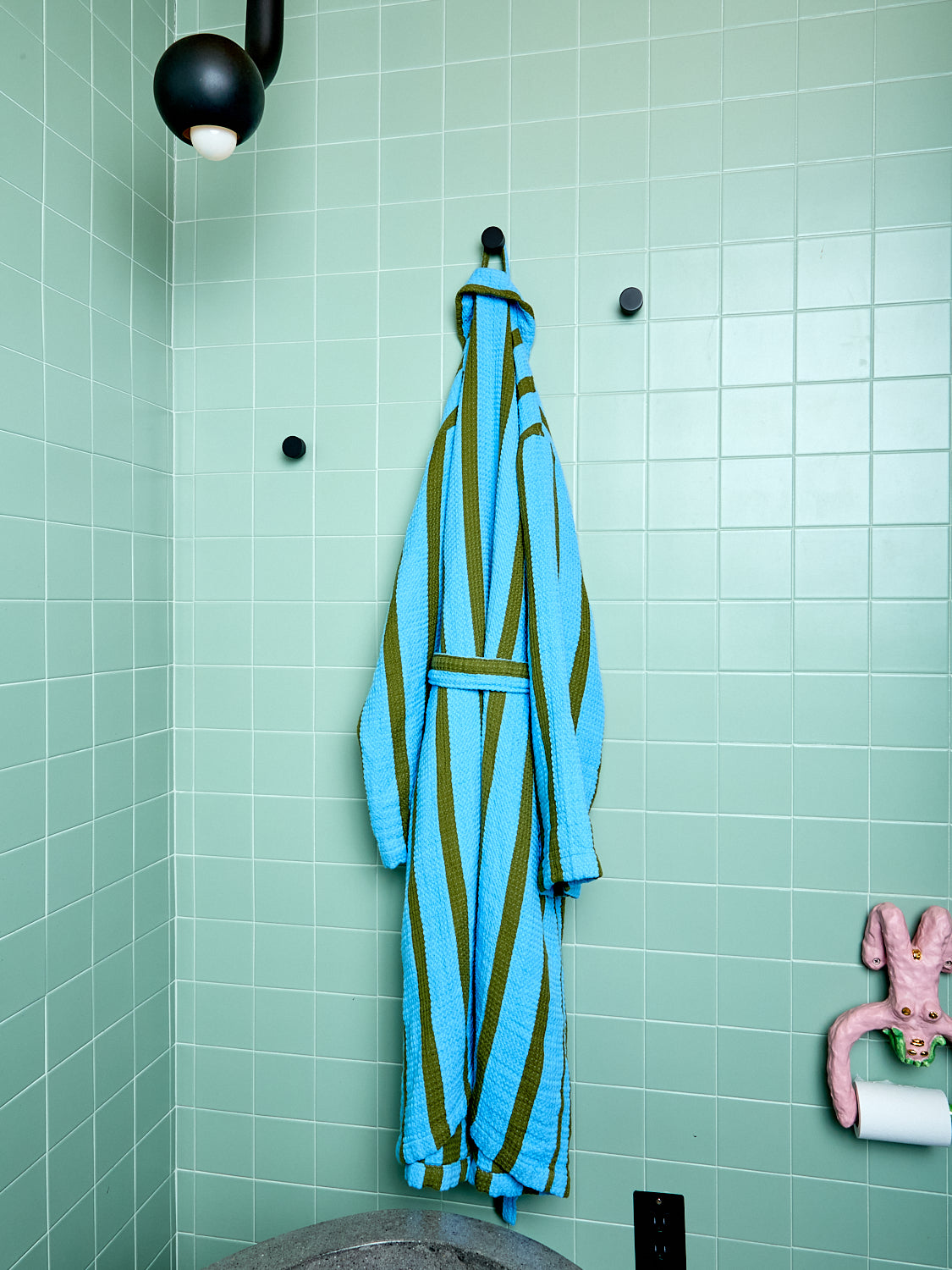 Stripe Waffle Bathrobe