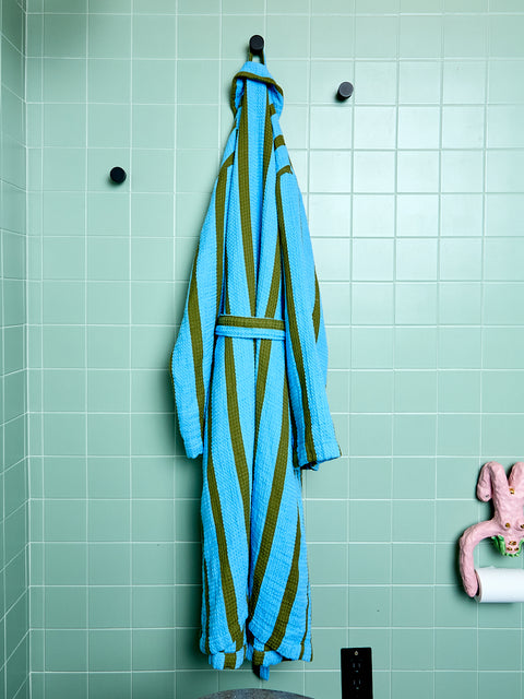 Stripe Waffle Bathrobe