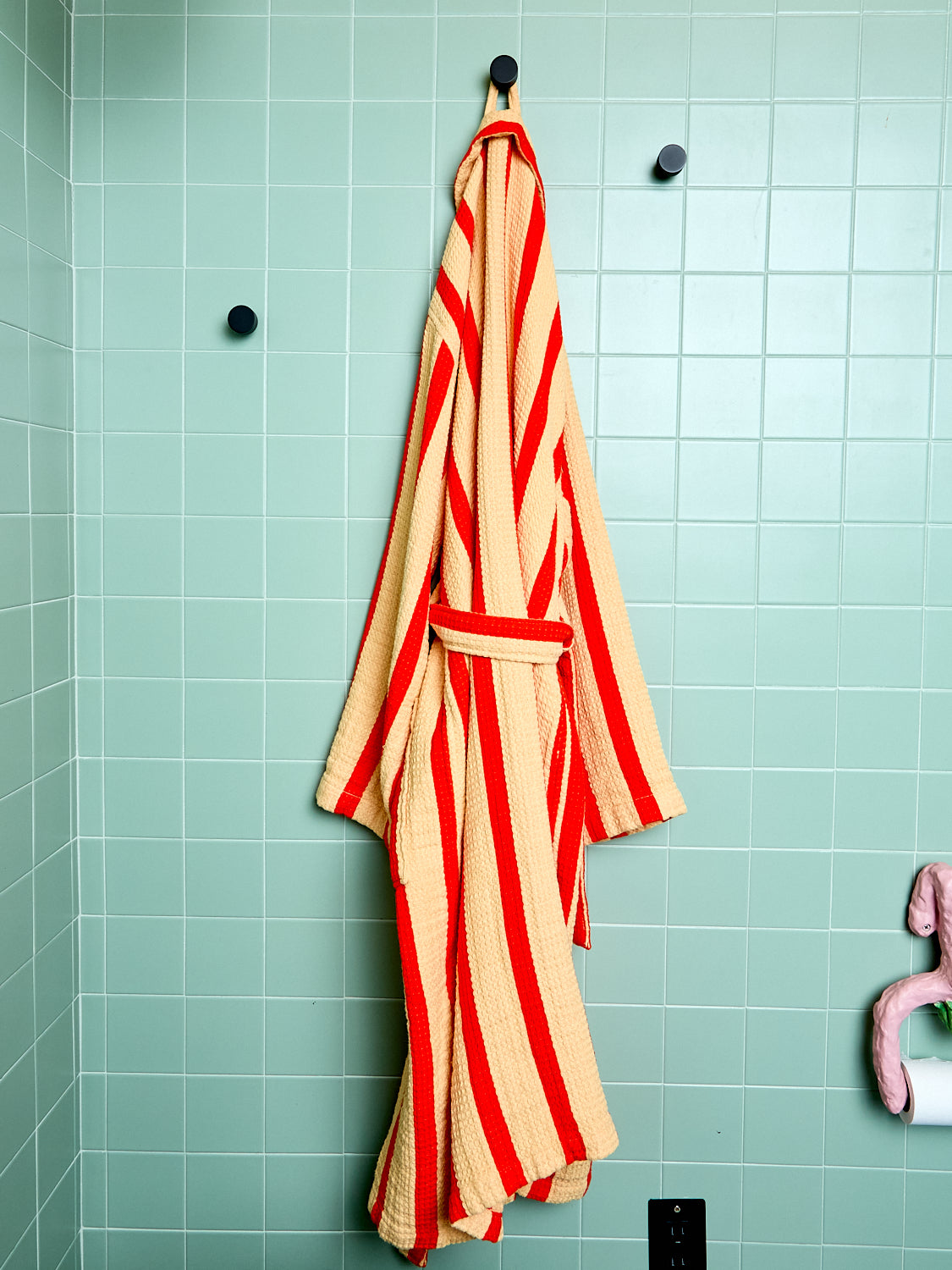 Stripe Waffle Bathrobe