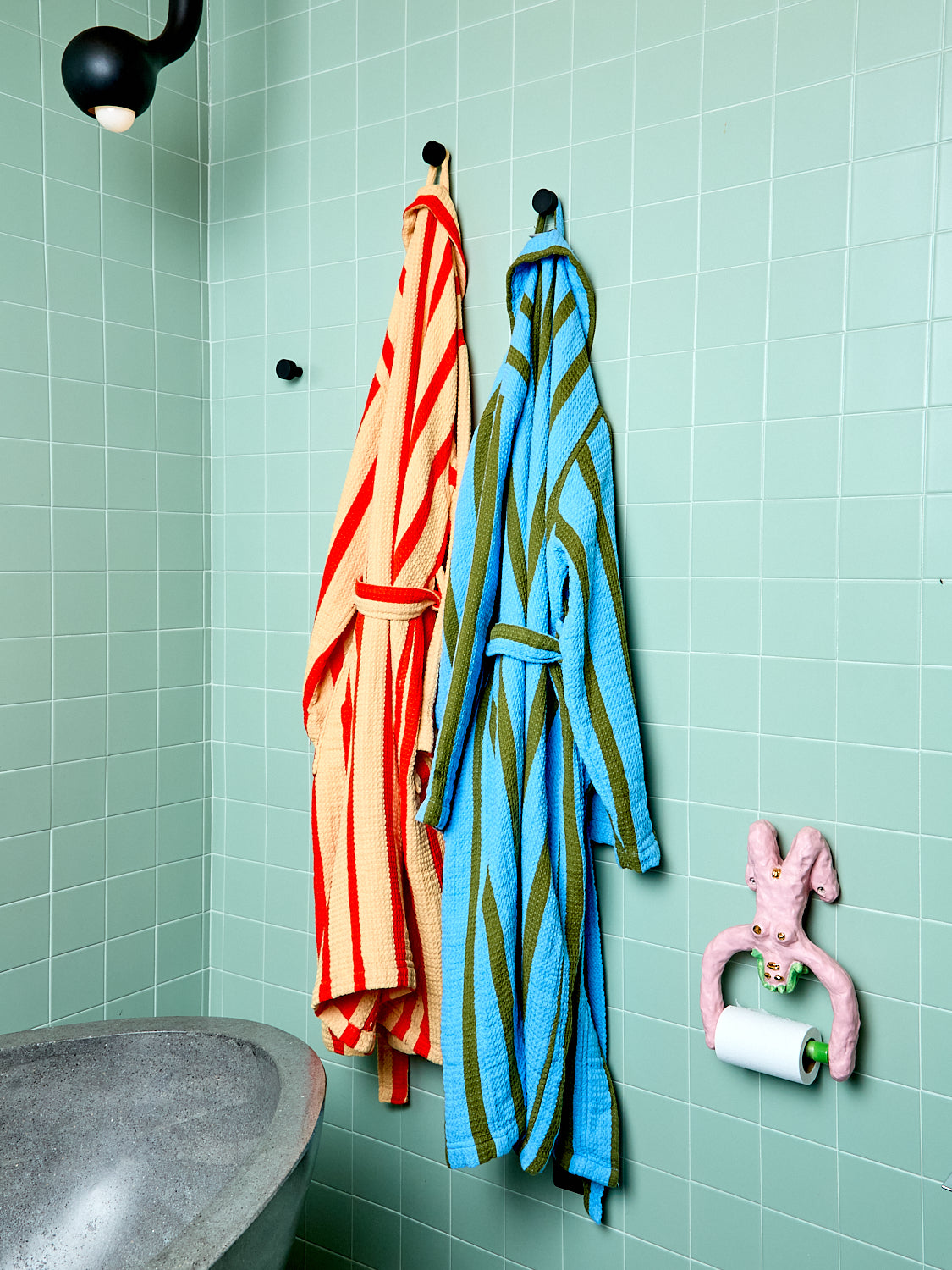 Stripe Waffle Bathrobe